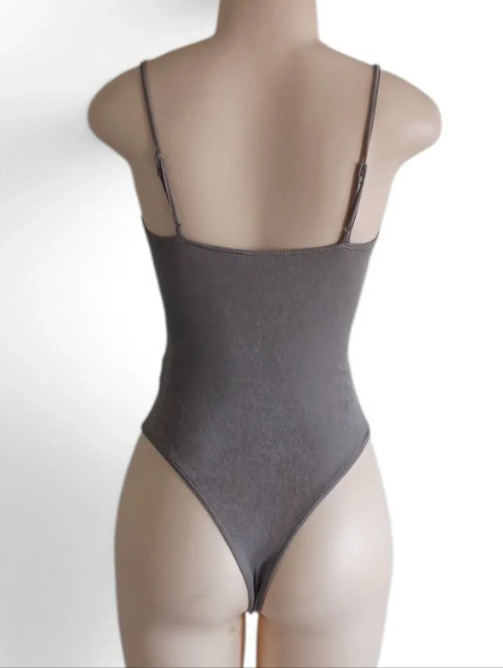 Astr Silver Draped V-Neck Spaghetti Strap Bodysuit